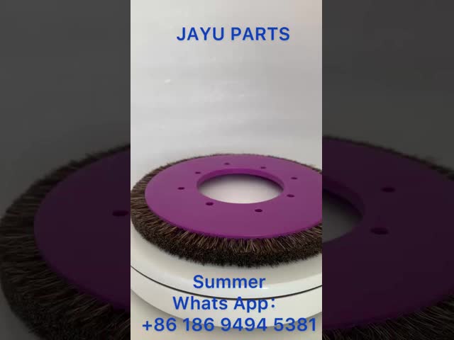 パーソナライズされたステンター機械部品 ブラシホイール 紫色 プラスチックボディ 混合 ブリストル 豚毛 8 穴