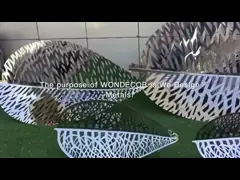Outdoor park geometric pebble stainless steel sculpture