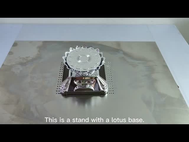 Customized Lotus Solar Powered Turntable Stand Gold / Silver Show Case 360 Degree