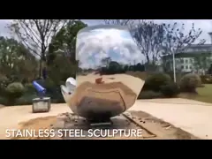 Large Forged Metal Stainless Steel Garden Sculptures Geometric Spherical Fountain