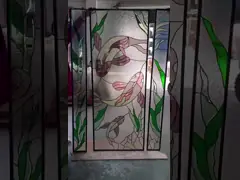 Custom Koi Design Entry Door Glass Insert Decorative Glass Panel Beveled Glass