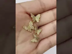 925 Sterling Silver White Gold Plated Micron Pave 4 Butterflies Charm Pendant For Women