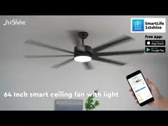 Black MDF Blades Ceiling Fans With Lights 6 Speed Remote Control App Control