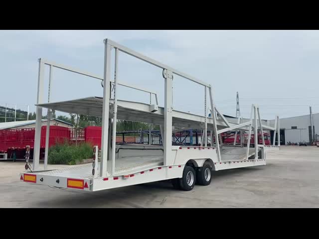 2 Axle Double Speed Landing Leg Car Carrier Trailer For Vehicle Transport