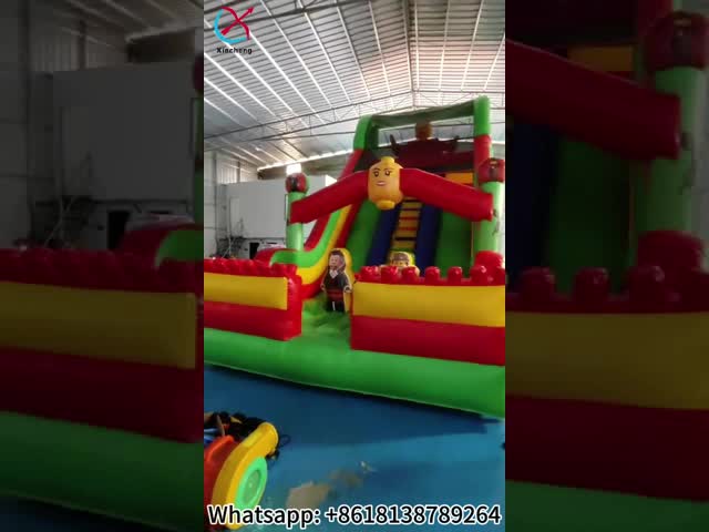 Manufacturer Inflatable Slides LEGO Park Inflatable Double Sldies Castle For Kids