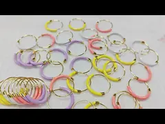 925 Sterling Silver EARRINGS 18MM Dia Hoops with Hot Pink Enamel and 18K Gold Plating