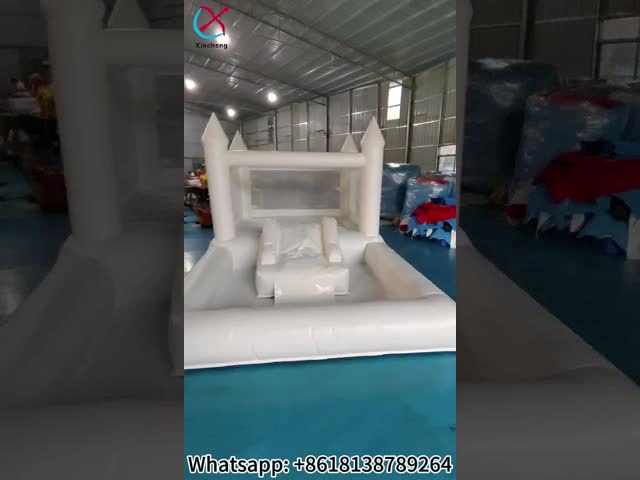 Customized Inflatable White Wedding Bouncy Castle Jumping House For Wedding Party