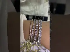 Hot Item 925 Sterling Silver Plating Gold 3mm Cubic Zirconia Tennis Bracelet For Women