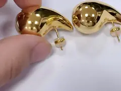 Lightweight 18K Gold Plated Large Drop Ladies Earrings Jewelry in 925 Sterling Silver