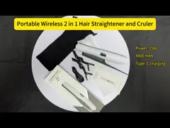 Rechargeable 2 in 1 Wireless Hair Straightener Cordless Straightening Curling with 4800mAh Battery and Multi Temperature
