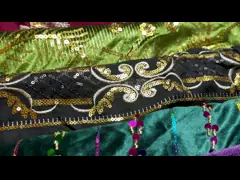 Moroccan Style Embroidery Sofa Fabric Upholstery Cotton Polyester Embroidery Lace Fabric Sequin Embroidery Fabric