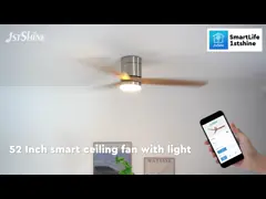 TUYA App-Controlled 2 IN 1 LED Light Ceiling Fan Low Ceiling Solid Wood Blades with Remote