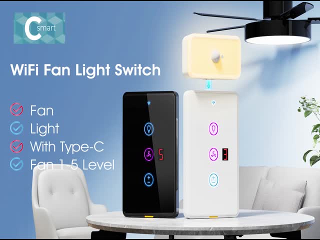 トゥヤ WiFi ファンのライトスイッチ タイプC タイマーと音声制御,スマートホーム自動化のためのAlexaとGoogleホームと互換性