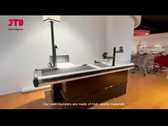 Customized Supermarket Checkout Counter With Stainless Steel Table