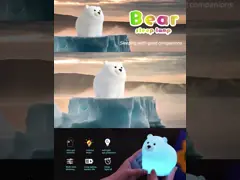 OEM Led Cute Cartoon Silicone Bear Sleep Lamp Usb Rechargeable Night Lamp Baby Bedroom Bedside Night Light