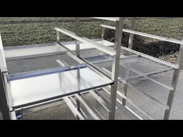 Customzied Size Stainless Steel 304 316 Tray Rack Trolley With Matching Tray For Baking And Drying
