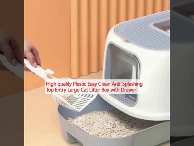 Anti Splashing Plastic Cat Litter House White Top Entry Litter Box With Drawer
