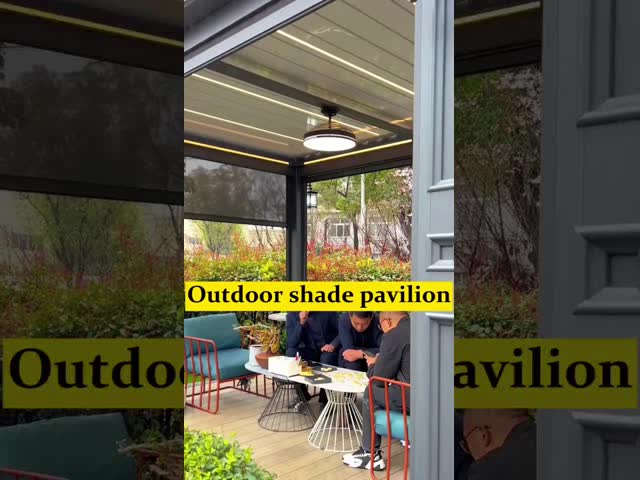 Intelligent outdoor aluminum alloy electric louver gazebo courtyard garden courtyard Home pavilion Outdoor sun room