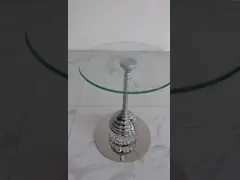 Minimalism Satin Finish Clear Glass Top Stainless Steel End Table Metal