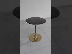 Round Shiny Finish Stainless Steel End Table Gold Metal Base unique Marble Top