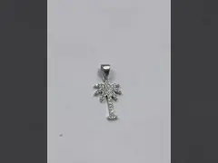 925 Sterling Silver Women'S Drop Earrings With Palm Tree Design And Zircon White CZ Diamond