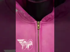 Custom Zip Up Heavyweight Cotton Terry Boxy Cropped Hoodies Distressed Patch Embroidery Applique Hoodie for Men