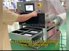 Vertical Plastic Tray Gas Flushing Sealing Machine With Nitrogen Filled For Meat Fruit Tray