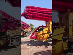 Rehabilitado SANY 37m bomba de hormigón instalado en la fábrica de chasis Mercedes-Benz stock para la venta video