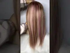 Wholesale 100% virgin human hair piano color straight 4*4 front lace wig