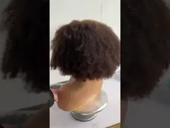 4# color African small curl front lace wig with bangs