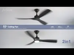 2in1 52' Smart Plafondventilator Met Lichte DC Motor Hoge snelheid In Zwart 6 snelheid keuze