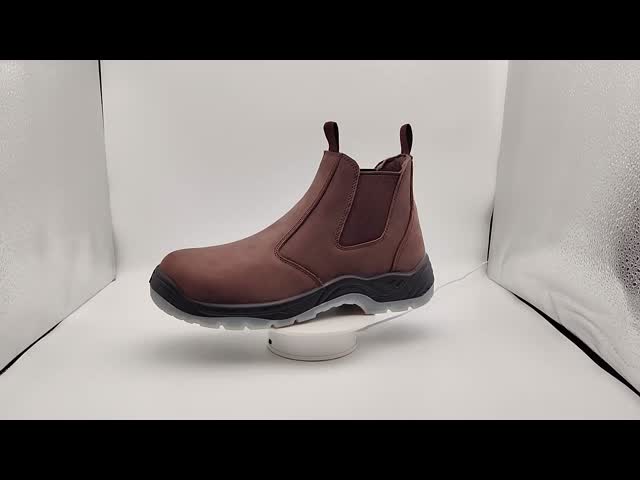 ブラウン スチール ツー ワーク ブーツ 男性 スリップ ワーク ブーツ 防パンクチャー