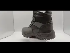 Round Toe Black Mid Calf Combat Boots with Steel Toe and Steel Sole Protection