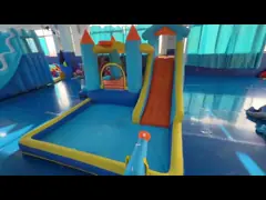 Polyester-Oxford aufblasbare blau-orangefarbene Wasserrutsche für Kinder