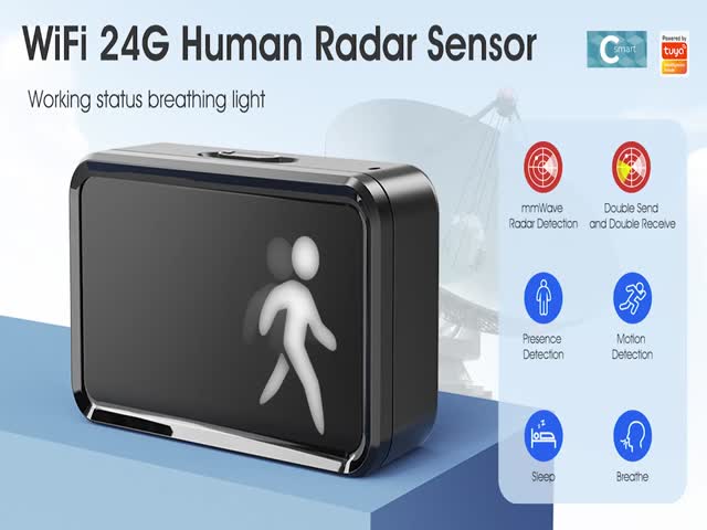 ワイファイ 24G 人身 レーダー MmWave 検知 Tuya APP スマートホーム 呼吸 ライト モーション センサー ミリメートル 波 ラダー 体検知器