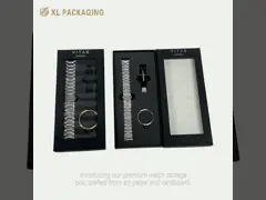 Caixa de armazenamento de relógio de papel preto Caixa de embalagem com baixo MOQ e personalização