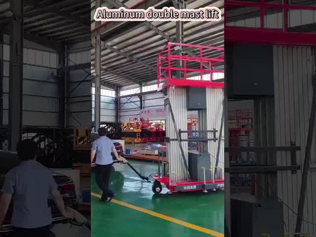 負荷 150kg シングルマストリフト アルミ合金空中プラットフォーム オレンジ