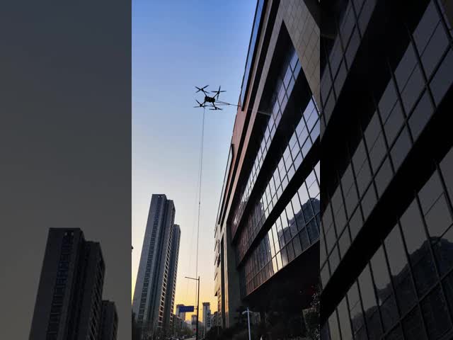 Tethered power supply enables 24-hour continuous flight tethered drone by MYUAV