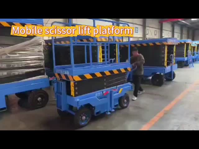 負荷 500kg 手動 歩行 移動 シーザー リフティング プラットフォーム 空中作業