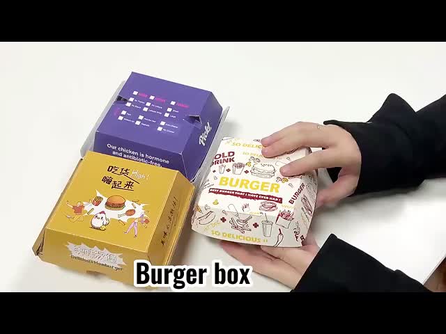 リサイクル可能な外食用紙バーガーボックス 梱包 オーダーメイドロゴ 食品梱包
