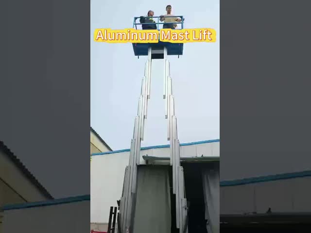 9m 250kg 電動マストブームリフト 青色マスト垂直リフト 軽量