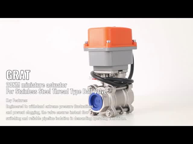 20NM ミニチュアサイズ IOT 電動アクチュエータ ステンレス鋼糸型ボールバルブ OLEDディスプレイ