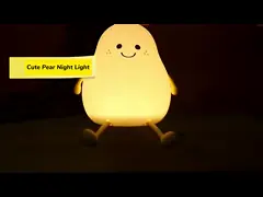 LED Pear Fruit Silicone Night Light 7 Colors Dimming Touch USB Rechargeable Cartoon Bedside Lamp Bedroom Decor Cute Kid Gift