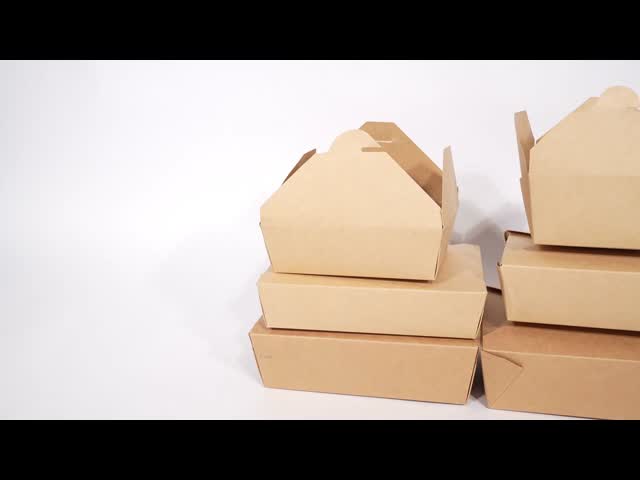 一回使用可能なクラフト紙食品箱 四面蓋 生物分解性スナックトレイ