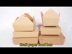 Disposable Kraft Paper Food Box Four-sided Cover Biodegradable Snack Tray