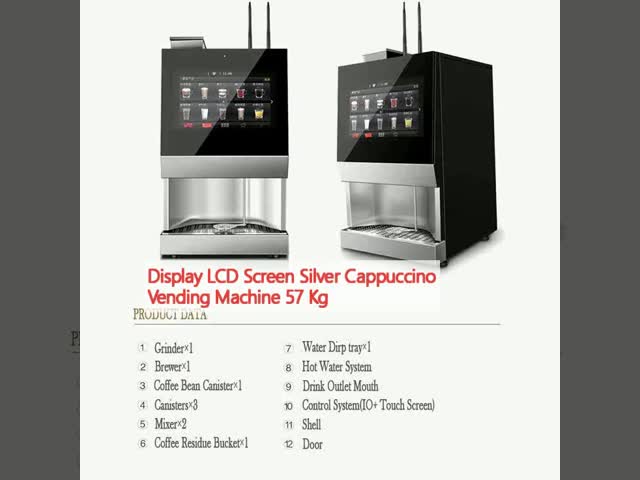 LCDディスプレイ シルバー カプチーノ販売機 57kg デビットカード決済