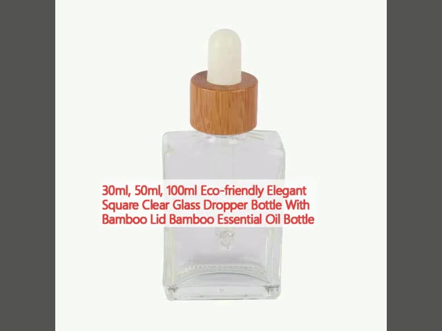 Round Cosmetic Dropper Bottle Bamboo Glass Dropper Bottle 15ml 20ml 30ml 50ml 100ml