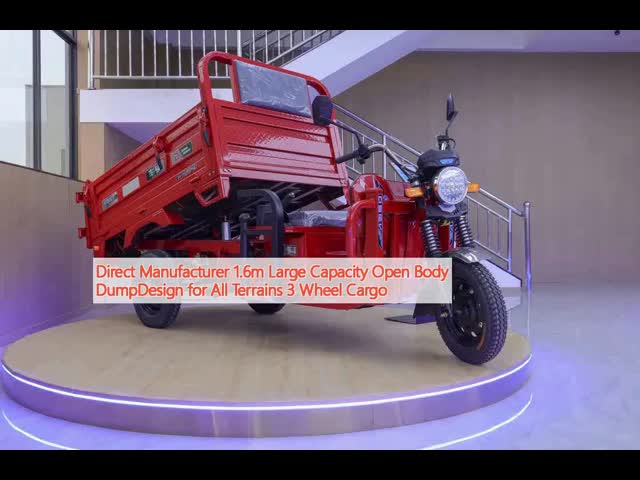 1.6m Large Capacity Open Body Dump For All Terrains Three Wheel Cargo
