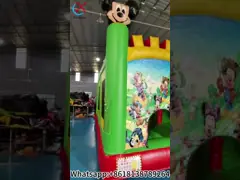 Custom Green Mickey Minnie Cute Anime Anak-anak bertema Jumping Castle