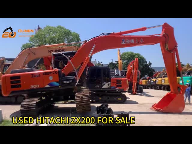 Хорошее состояние Подержанный 19400KG Оранжевый Hitachi экскаватор Zx200 с двигателем ISUZU AA-6BGIT